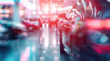 Abstract background of blurred new cars dealership place Generative AI