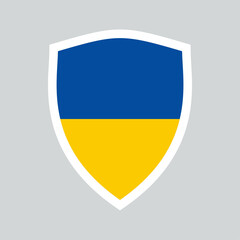 Ukraine Flag in Shield Shape Frame