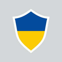 Ukraine Flag in Shield Shape Frame
