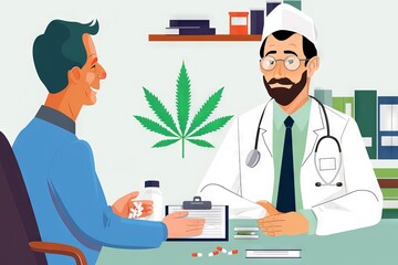 Doctor consulting a patient about medical cannabis. (Professional medical advice)