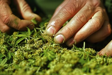 Close-up of hands rolling a medical cannabis joint. (Dosage and preparation)