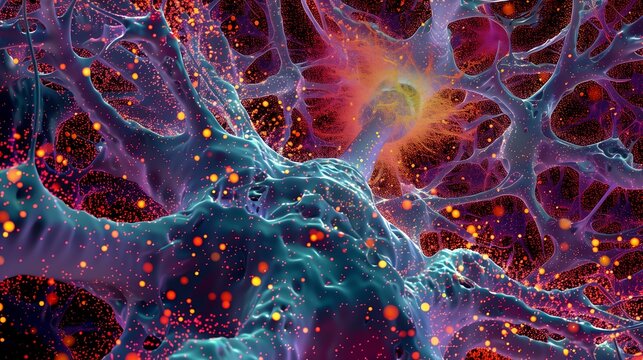 closeup cell phone purple background ash big bang science magazine cover page deep stardust dendrites computer screen flowing lava neuron hcl