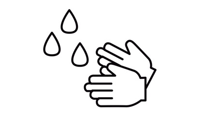 Washing Hands Icon. Black and White Vector Illustration of Washing Hands