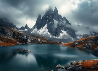 mountain distance lake foreground composition genghis khan stunningly mammoth feeling evening