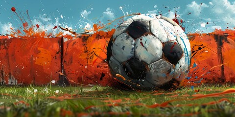 soccer ball field fence background spectacular splatter explosion sketch smashed wall amazingly overlay canines sports massive motion blur cartoon