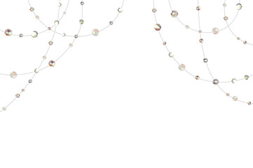 Gems. Decoration. Diamonds. Abstract background. Jewelry. Hanging crystals. Vector illustration.