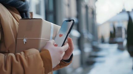 A customer using a mobile app to track their package delivery.