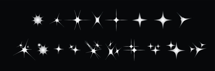 Twinkling stars. Sparkle star icons. Blink glitter and glowing icon.