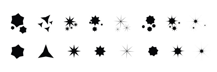 Sparkle Icons set. Twinkle stars collection. Shine star icons. Effect shine, glitter, twinkling and clean. Star sparkle icon.
