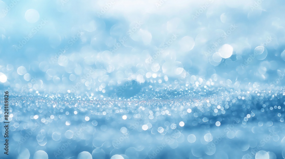 Poster a canvas filled with bright, shiny particles scattered across a reflective water-like surface, creat