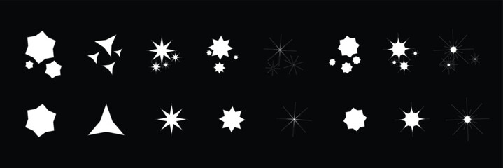 Sparkle Icons set. Twinkle stars collection. Shine star icons. Effect shine, glitter, twinkling and clean. Star sparkle icon. Vector illustration. twinkle stars.