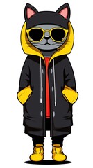 Fashionable stylish cat in fashionable jacket. Theme: Comic Fashion