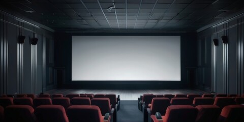 Illustrative photo of a cinema with a white screen