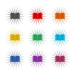 Book and sun icon isolated on white background. Set icons colorful