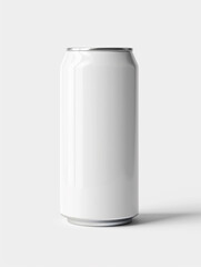 White blank drink can in isolated white background. Aluminum beverage soda or beer can for mockup. AI generated