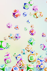 Colorful lottery balls floating in the air. 3d rendering