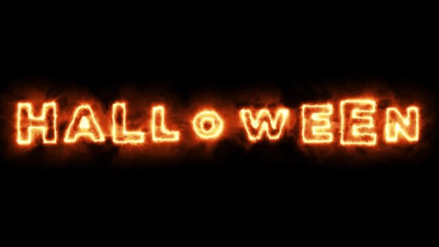 Halloween Text Burning Effect for VFX, 4K video element for editing  