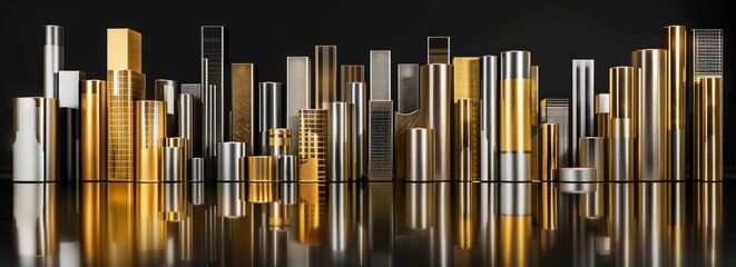 Obraz premium Abstract Metallic Cityscape with Reflections.