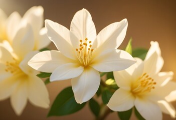 Obraz premium Jasmine flower closeup Realistic Light understand with summer season flower concept