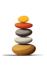 Colorful Zen Stones Stack Illustration.
A vibrant, isolated illustration of stacked zen stones, showcasing balance and tranquility. Ideal for wellness, meditation, and balance themed projects.