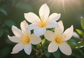 Fototapeta premium Jasmine flower closeup Realistic Light understand with summer season flower concept