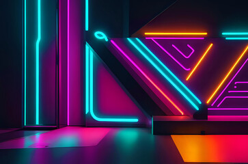 Vibrant Neon Lights Interior Design. A captivating image showcasing the use of vibrant neon lights...