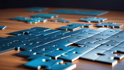 Obraz premium Puzzles lying on the table, not assembled into a picture