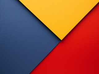 Bright and minimalist, a yellow backdrop showcases geometric patterns in red and blue