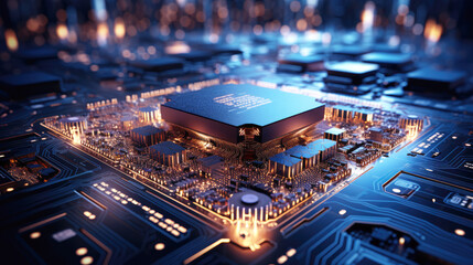 Obraz premium generated illustration of modern chip gpu card with circuit