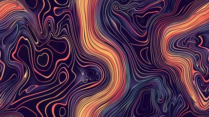 Abstract colorful wavy pattern background - Artistic abstract background featuring vibrant wavy lines and psychedelic color gradients