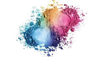Multicolored face powder isolated on white background