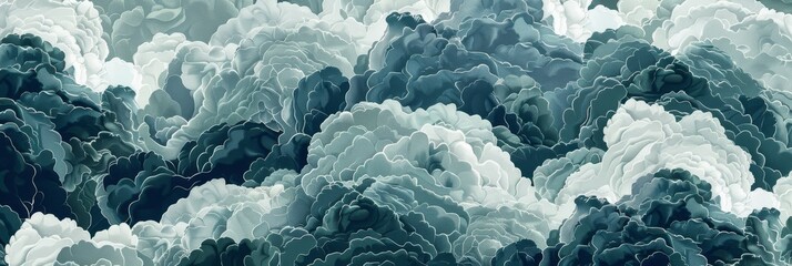 Obraz premium Abstract Cloudscape in Shades of Blue and White with Fluid Patterns