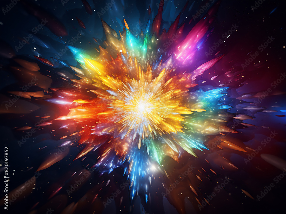 Poster fractal explosion creates a mesmerizing star with particles