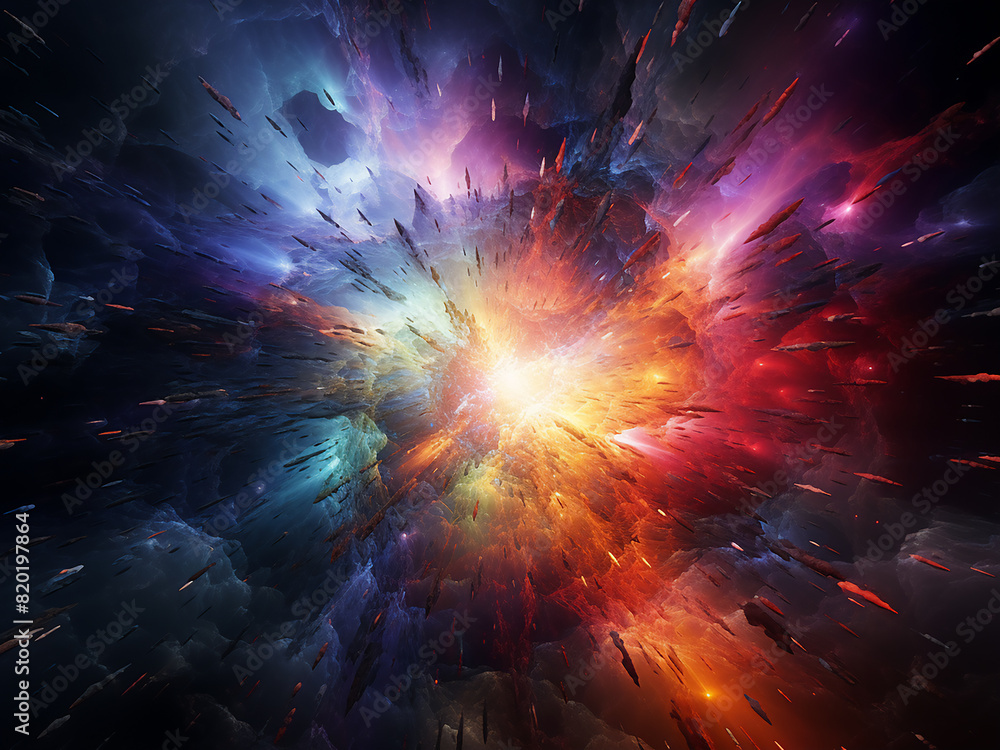 Poster magic unfolds as fractal explosion shapes a star with particles