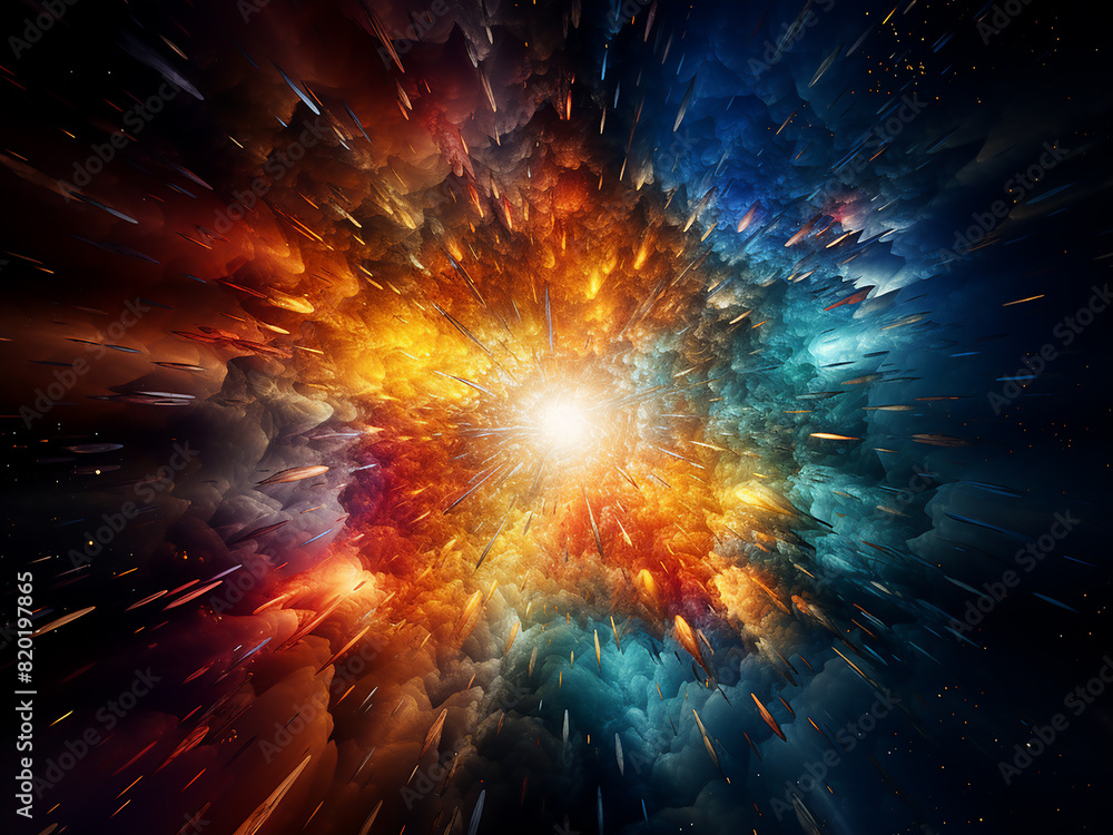 Aufkleber explosive fractal display forms a star with swirling particles