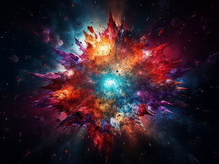 Fototapeta premium Fractal composition erupts into a star with vibrant particles
