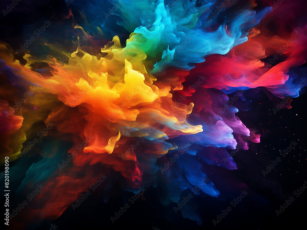 Poster Multicolored abstraction against a black backdrop for depth