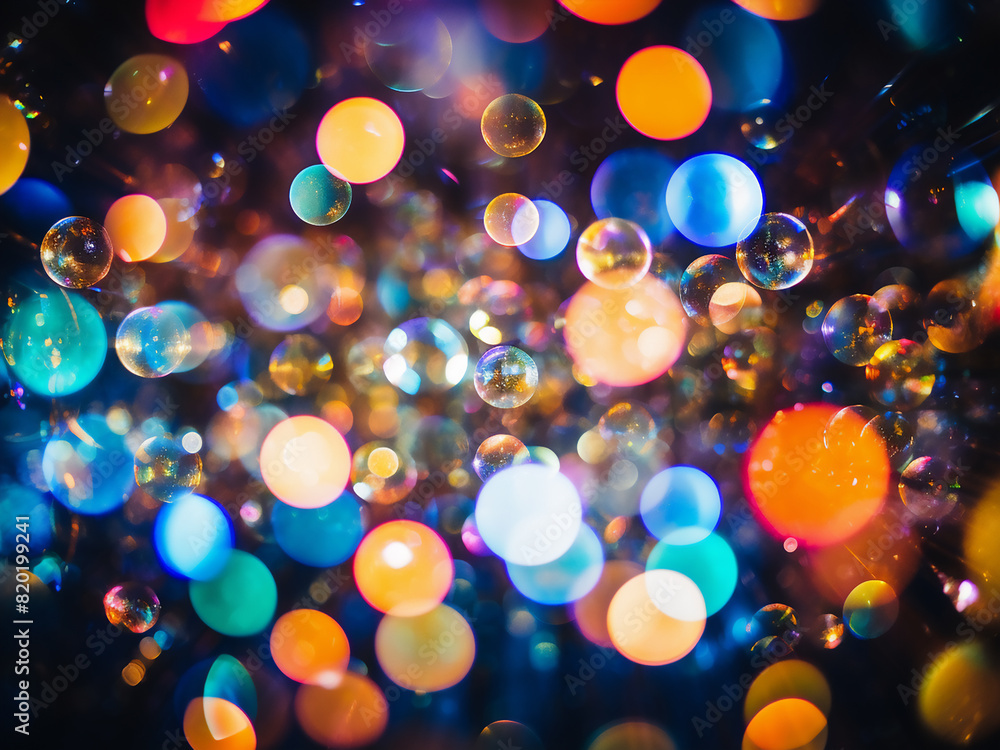 Poster multi-colored lights form vibrant circles in an abstract background