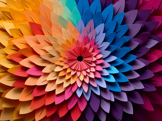 Multicolor construction paper forms an abstract geometrical backdrop