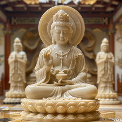 Fototapeta premium Buddha statue in thai temple, peace and harmony in the sacred site