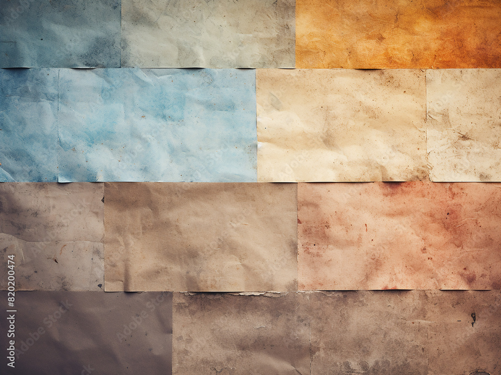 Poster old paper sheets display faded hues, creating a nostalgic background