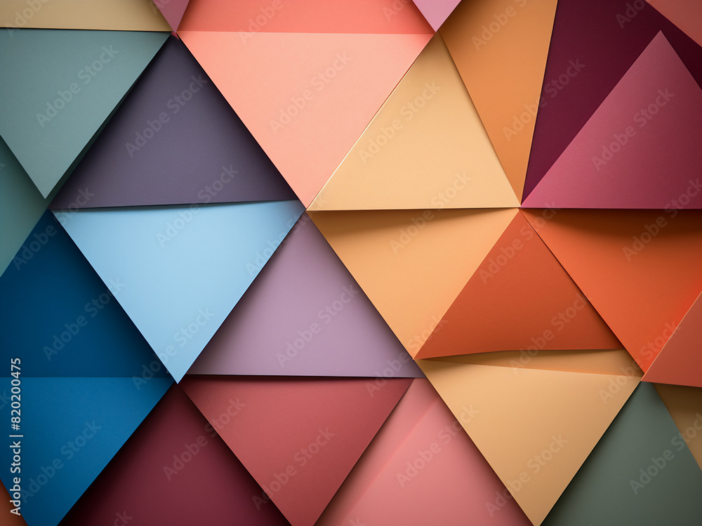 Poster triangular shapes of varied colors form a paper background