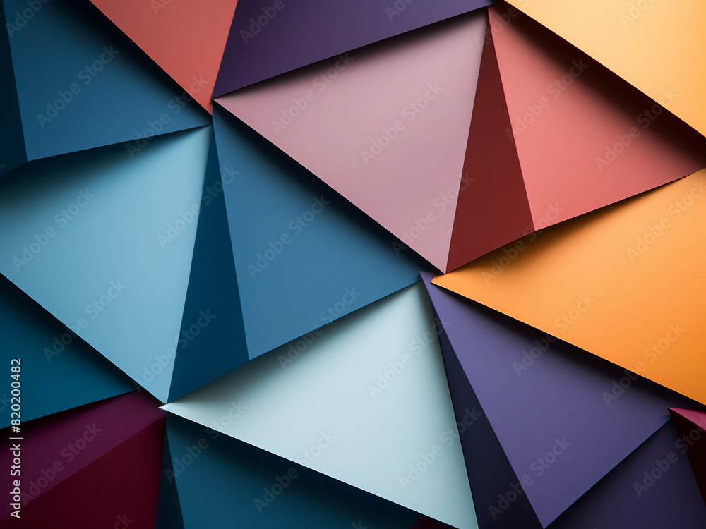 Poster paper background features colorful triangular shapes