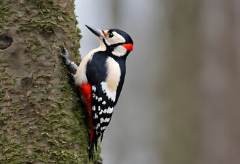 Fototapeta premium A close up of a Great Spotted Woodpecker