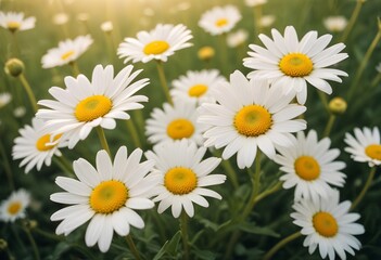 Obraz premium Daisies flower closeup Realistic Light with summer season flower concept