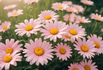 Fototapeta premium Daisies flower closeup Realistic Light with summer season flower concept