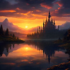 Naklejka premium Sunrise over the kingdom