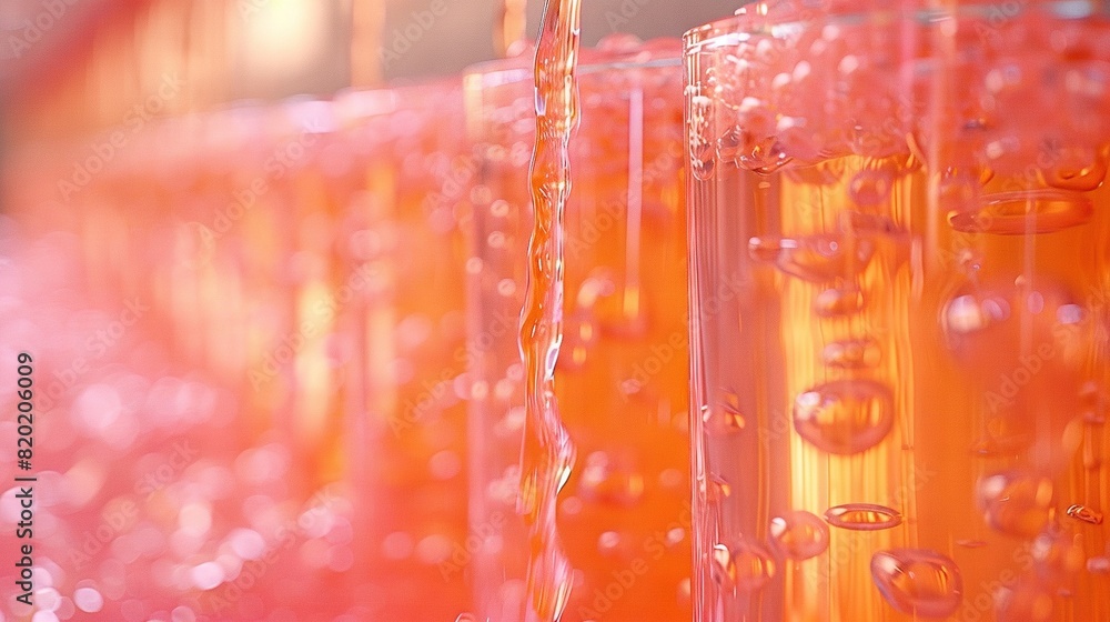 Poster close-up of bubbles in glass container with water at base and bubbles at container's bottom