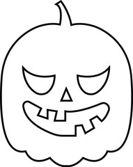 Halloween pumpkins carved face silhouettes line icon. Black isolated face patterns on transparent background. Scary and funny face of Halloween pumpkin or ghost. Outline vector