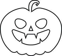 Halloween pumpkins carved face silhouettes line icon. Black isolated face patterns on transparent background. Scary and funny face of Halloween pumpkin or ghost. Outline vector